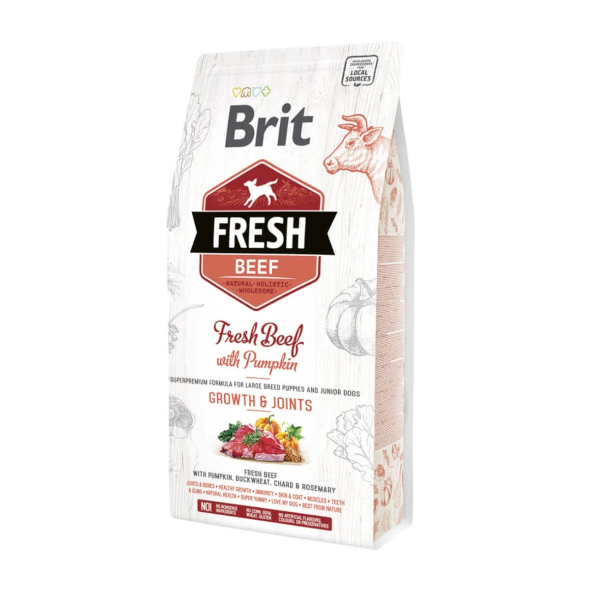 BRIT Fresh Bones & Joints Junior L-XL, Rindfleisch mit Kürbis, getreidearmes Trockenfutter für junge Hunde, 2,5kg