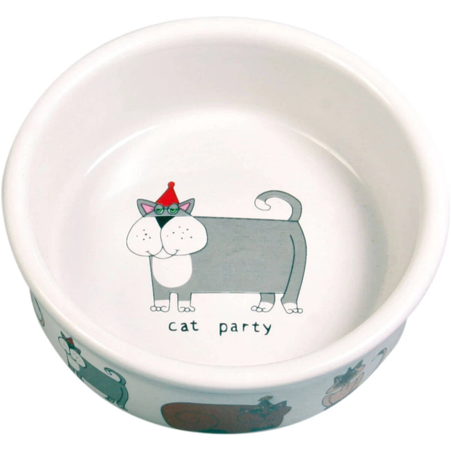 TRIXIE Cat Party, kattenbak, rond, keramiek, verschillende kleuren, XS-S(0,2l, ⌀12cm)