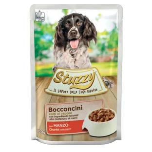 STUZZY Brokken, XS-XL, Rundvlees, zakje vochtig hondenvoer, (in eigen sap), 100g