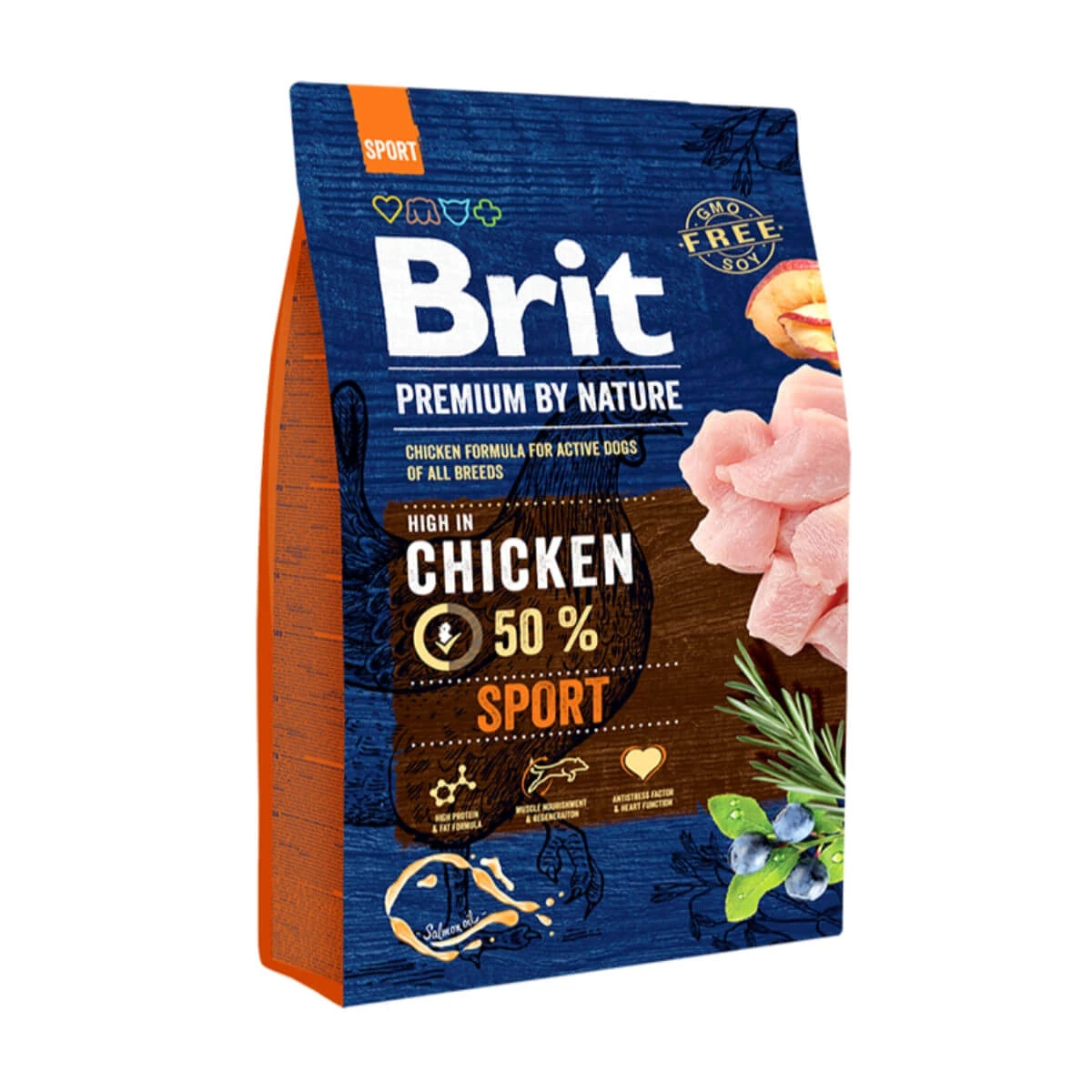 BRIT Premium By Nature Sport, Huhn, Trockenfutter für Hunde, intensive Aktivität, 3kg