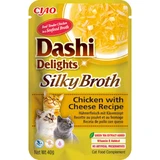 INABA Churu Dashi Delights Silky Broth, Chicken and Cheese, sachet of moist, grain-free cat food, (topping), 40g