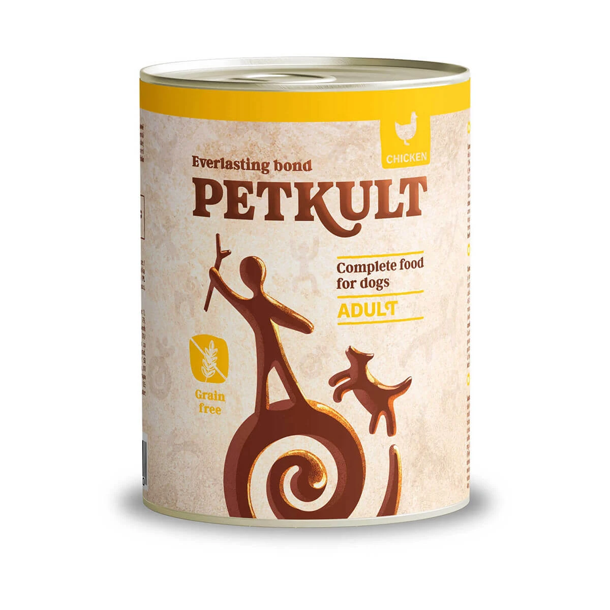 PETKULT Grain Free Adult, Huhn, getreidefreies Nassfutter in Dosen für Hunde, 800g