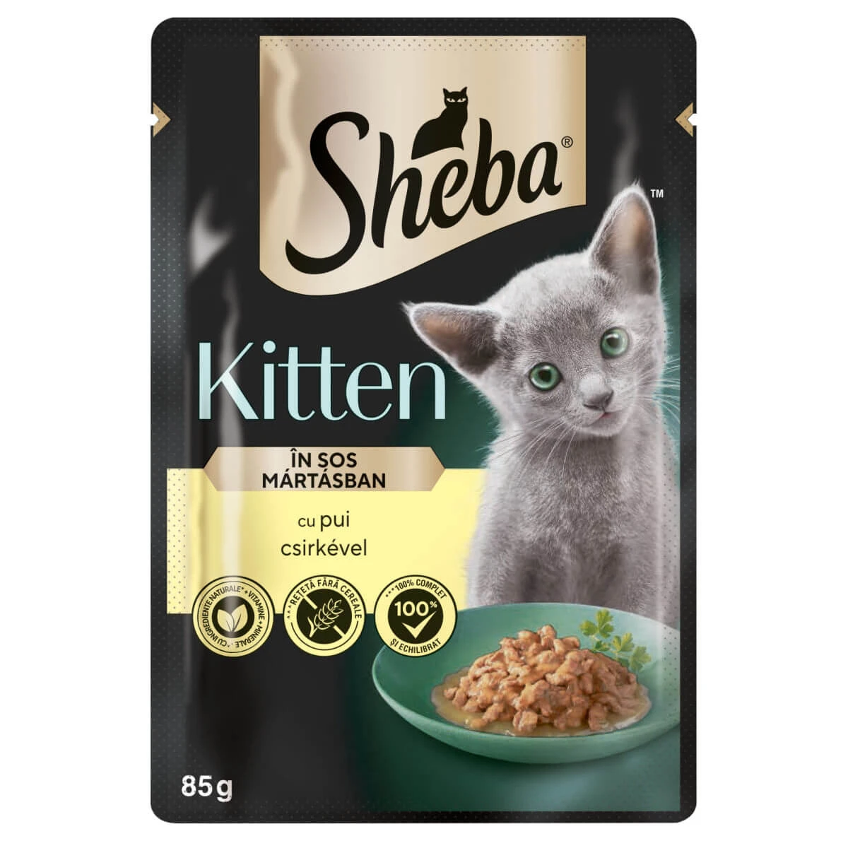 SHEBA Kitten, Huhn, Sachet Nassfutter für junge Katzen, (in Sauce), 85g