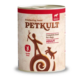 PETKULT Grain Free Adult, Manzo, cibo umido in scatola grain free per cani, 800g