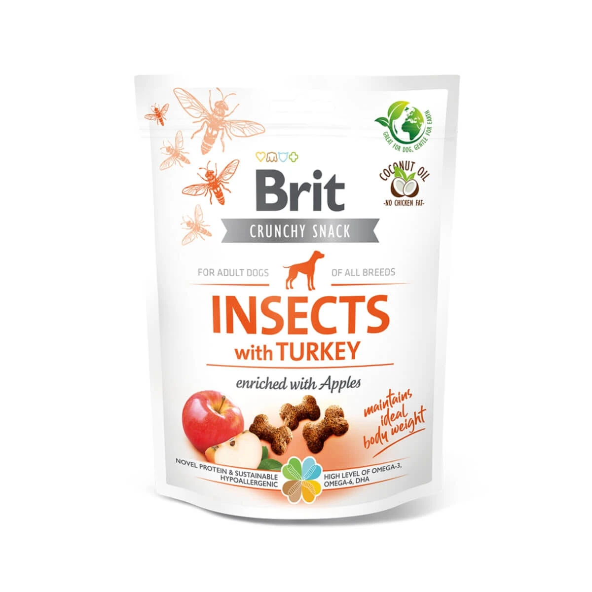 BRIT Care Crunchy Cracker, Insekten und Pute mit Apfel, getreidefreie Hundeleckerlis, 200g