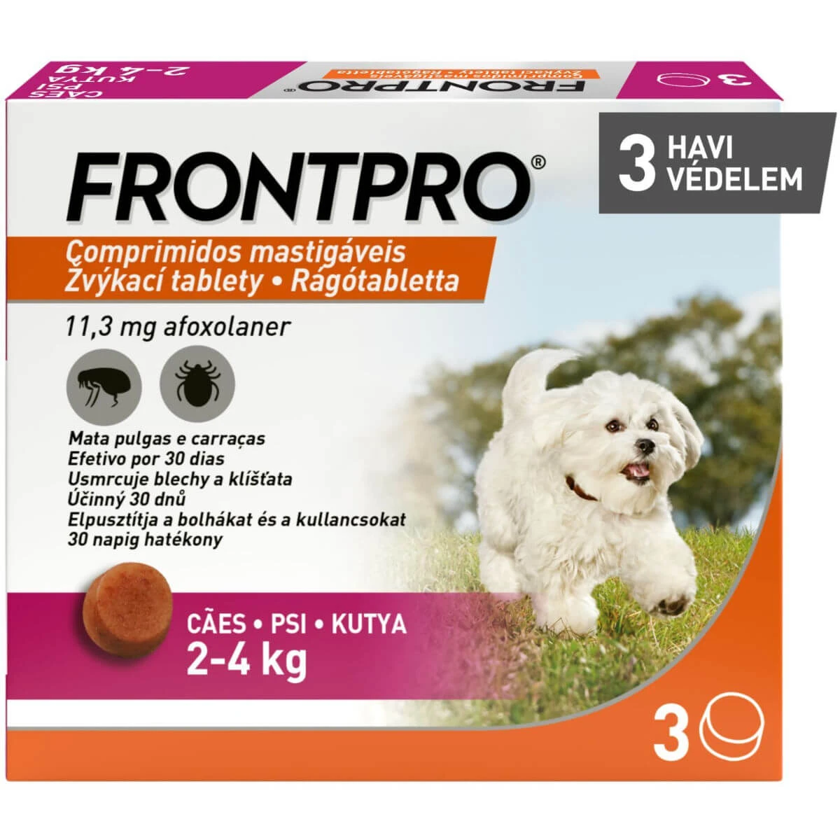 FRONTPRO, Externe Entwurmung Hunde, XS-S(2 - 4kg), Kautabletten, 11mg x 3St