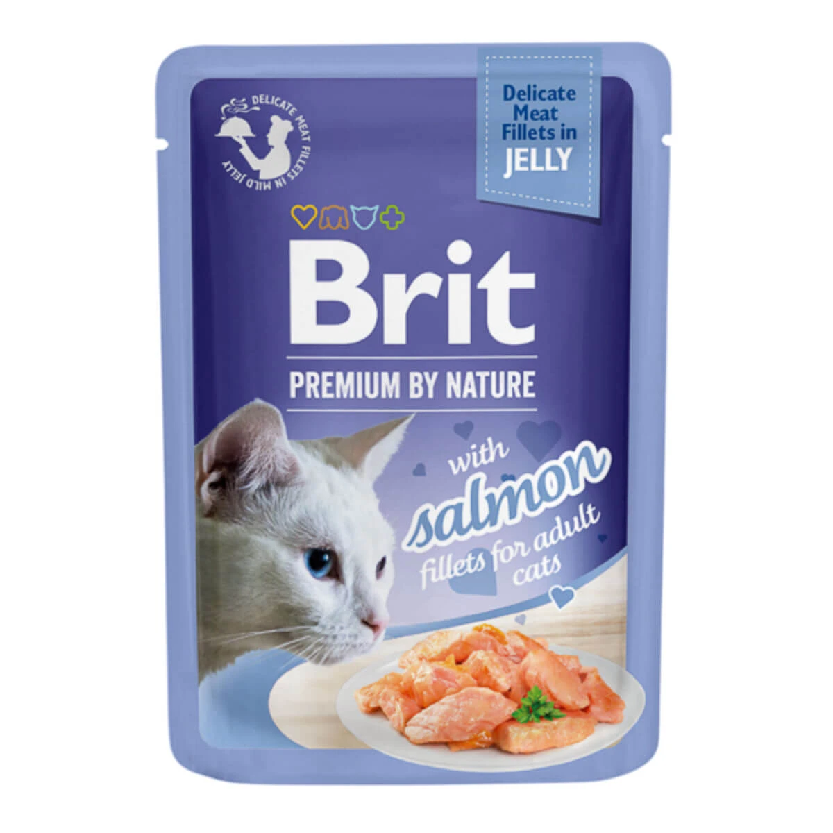 BRIT Premium by Nature Delicate File, Lachs, Sachet Nassfutter für Katzen, (in Aspik), 85g