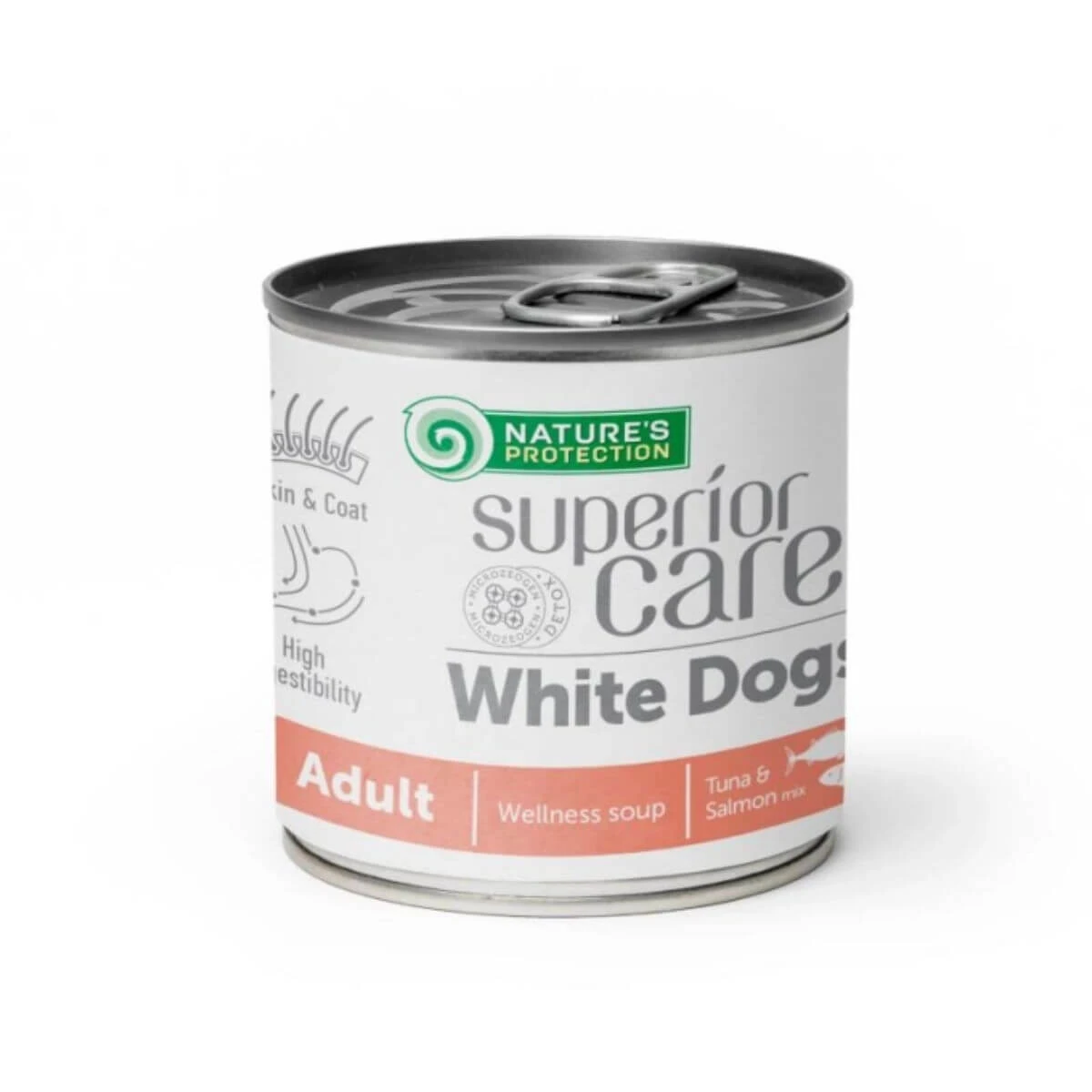 NATURES PROTECTION Superior Care Superior Care White Dogs, XS-XL, Thunfisch und Lachs, getreidefreie Flüssignahrung in Dosen für Hunde, Haut & Fell,