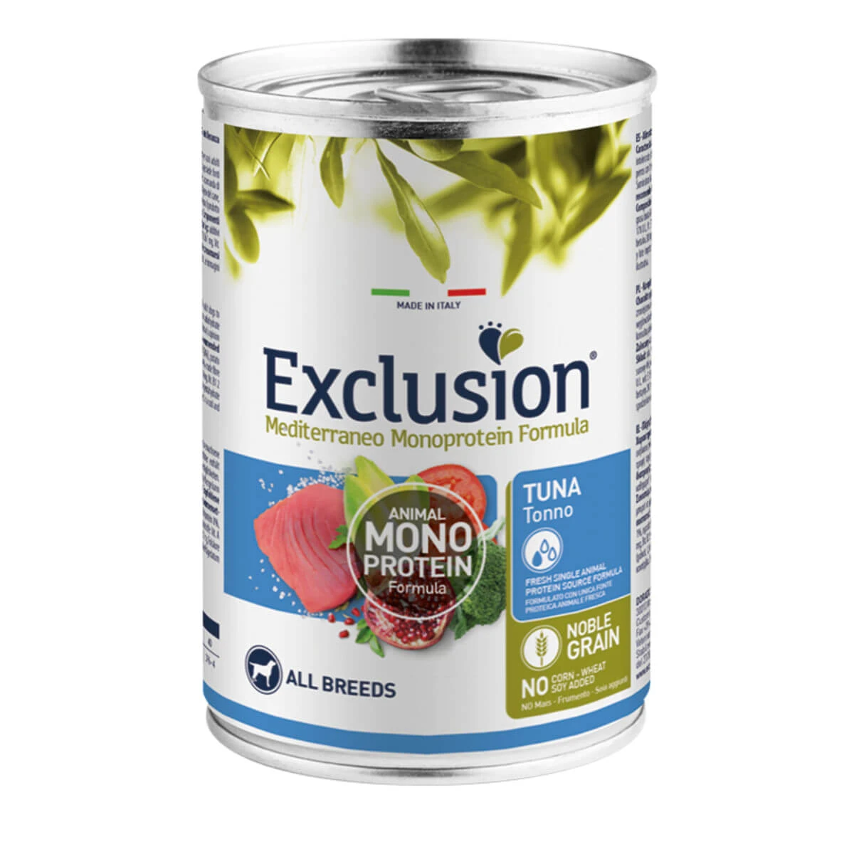 EXCLUSION Mediterraneo Mediterraneo Monoprotein Formula, XS-XL, Thunfisch, Single-Protein-Nassfutter in Dosen für Hunde, (Pastete), 400g