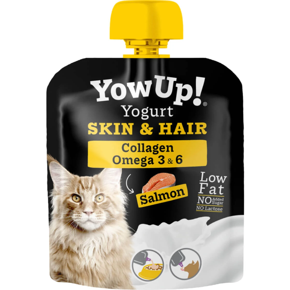 YOWUP! Yogurt Hair & Skin, Lachs, funktionelle Belohnung für junge und erwachsene Katzen, Haut & Fell, (Topping), 85g