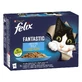 PURINA Felix Fantastic, 4 smaki (Tuńczyk, Łosoś, Dorsz, Ryba kambula), opakowanie mieszane, saszetka mokra karma dla kota (w galarecie), 85g x 12