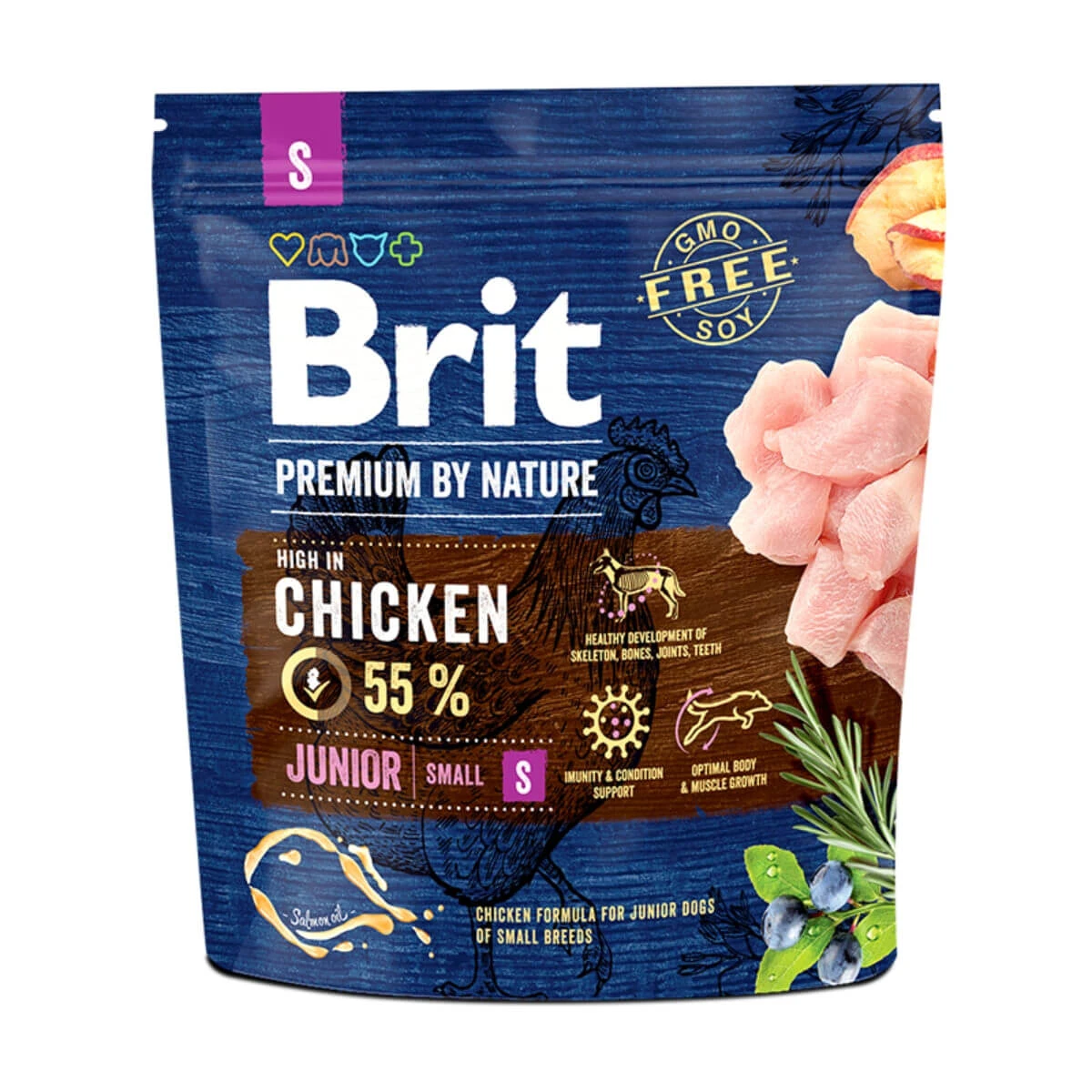 BRIT Premium By Nature Junior Small Breed, XS-S, Huhn, Trockenfutter für junge Hunde, 1kg