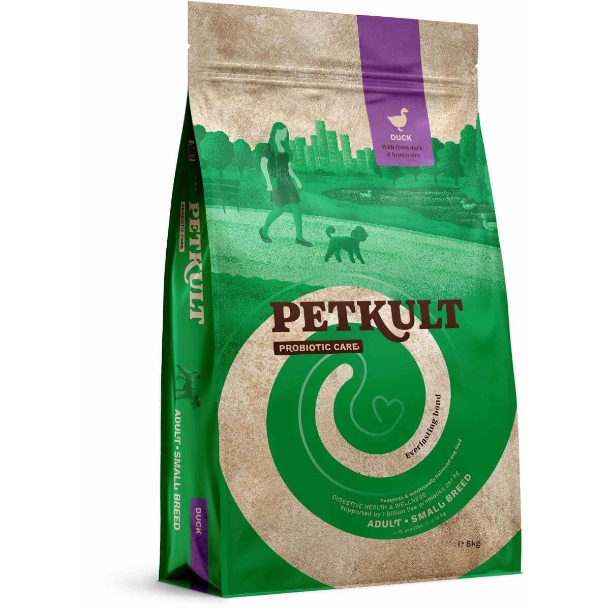 PETKULT Probiotics Adult Small Breed, XS-S, Ente und brauner Reis, Trockenfutter für Hunde, Verdauungssystem & Probiotika, 2kg