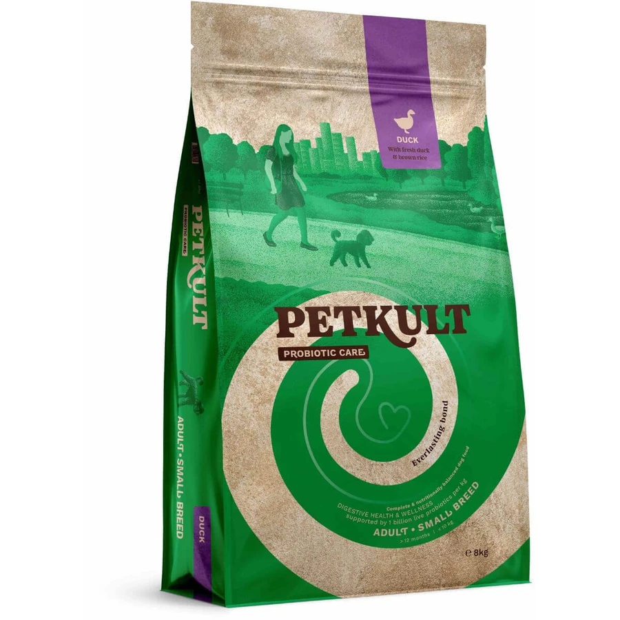 PETKULT Probiotics Adult Small Breed, XS-S, Duck and brown rice, dry dog food, digestive system & probiotics, 2kg