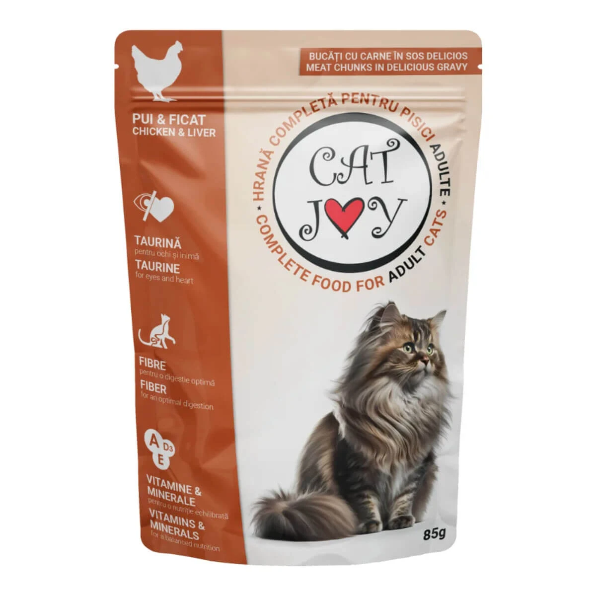 CAT JOY, Huhn und Leber, Beutel Nassfutter für Katzen, (in Sauce), 85g