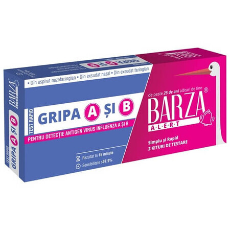 Test rapid pentru gripa A si B Barza Alert, 2 bucati, Barza