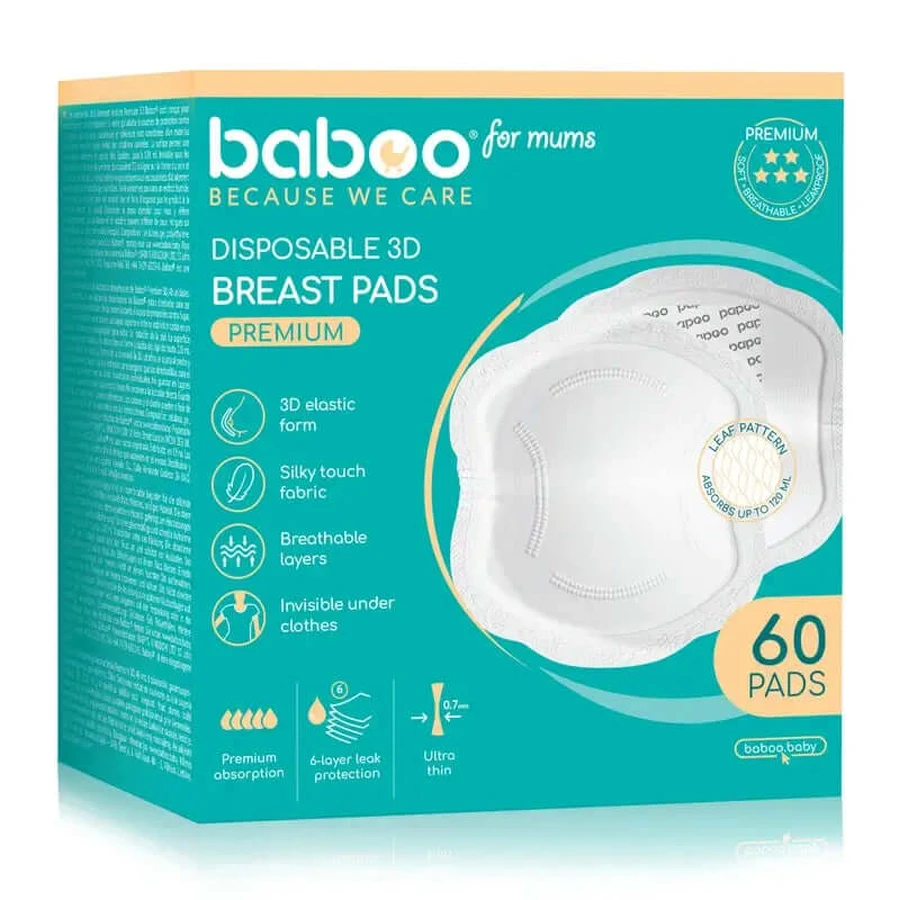 Baboo Ultra-Slim Pads absorbante de unică folosință Pads pentru alăptare, 60 buc.