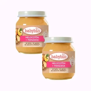 Babybio Piersică-măr, pachet 2 x 130 g