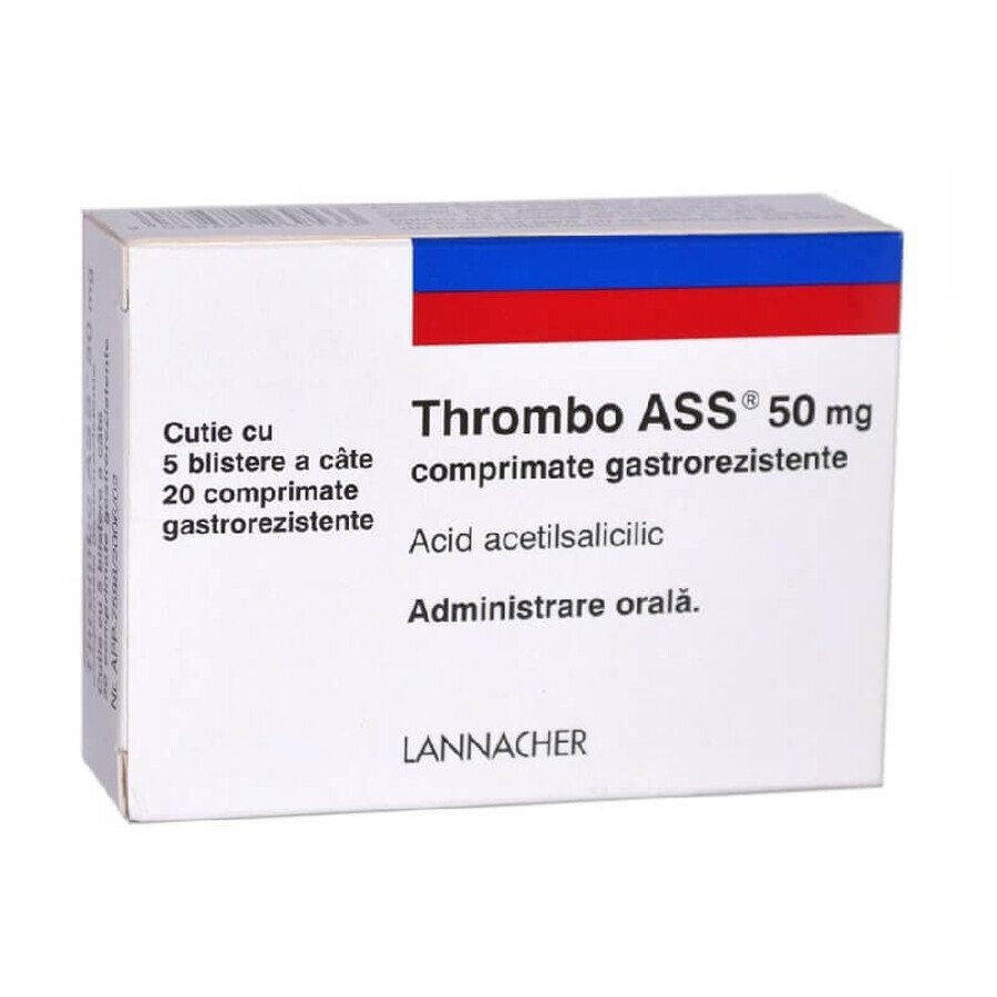 Thrombo Ass 50mg, 100 magensaftresistente Tabletten, Lannacher