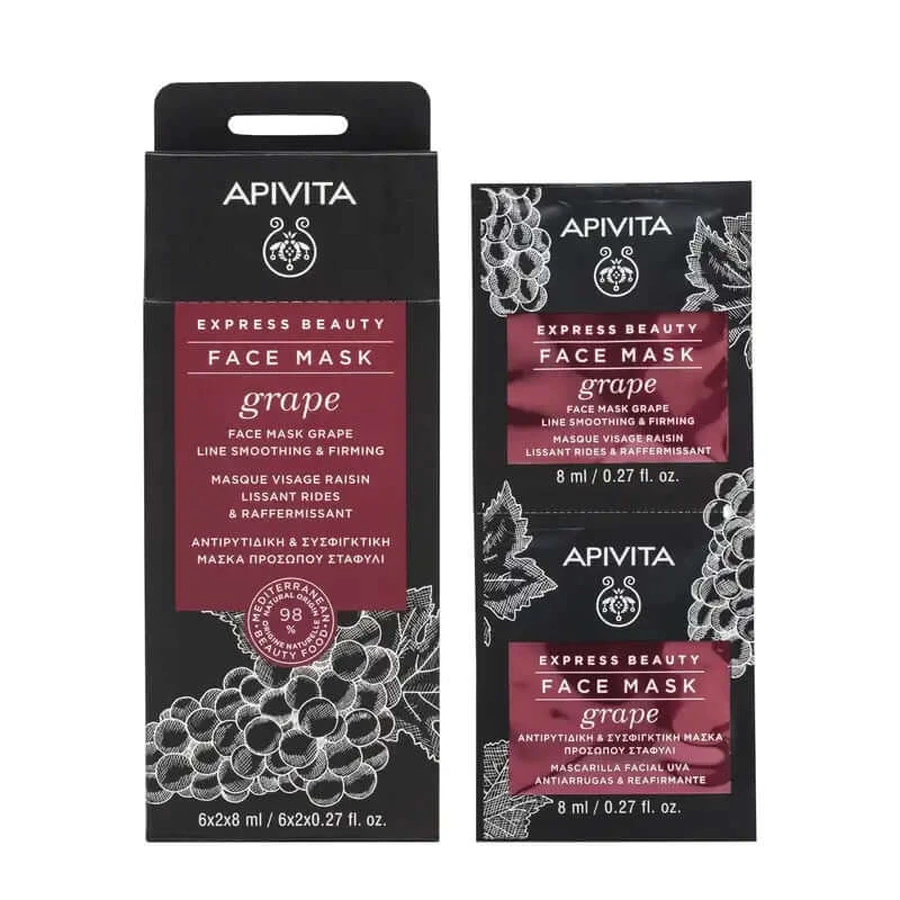 Apivita Express Beauty Mască de față cu struguri - antirid, 2x8 ml