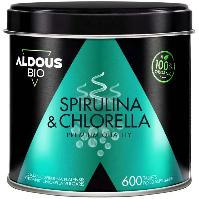 Aldous Chlorella und Spirulina Premium Bio, 600 Einheiten