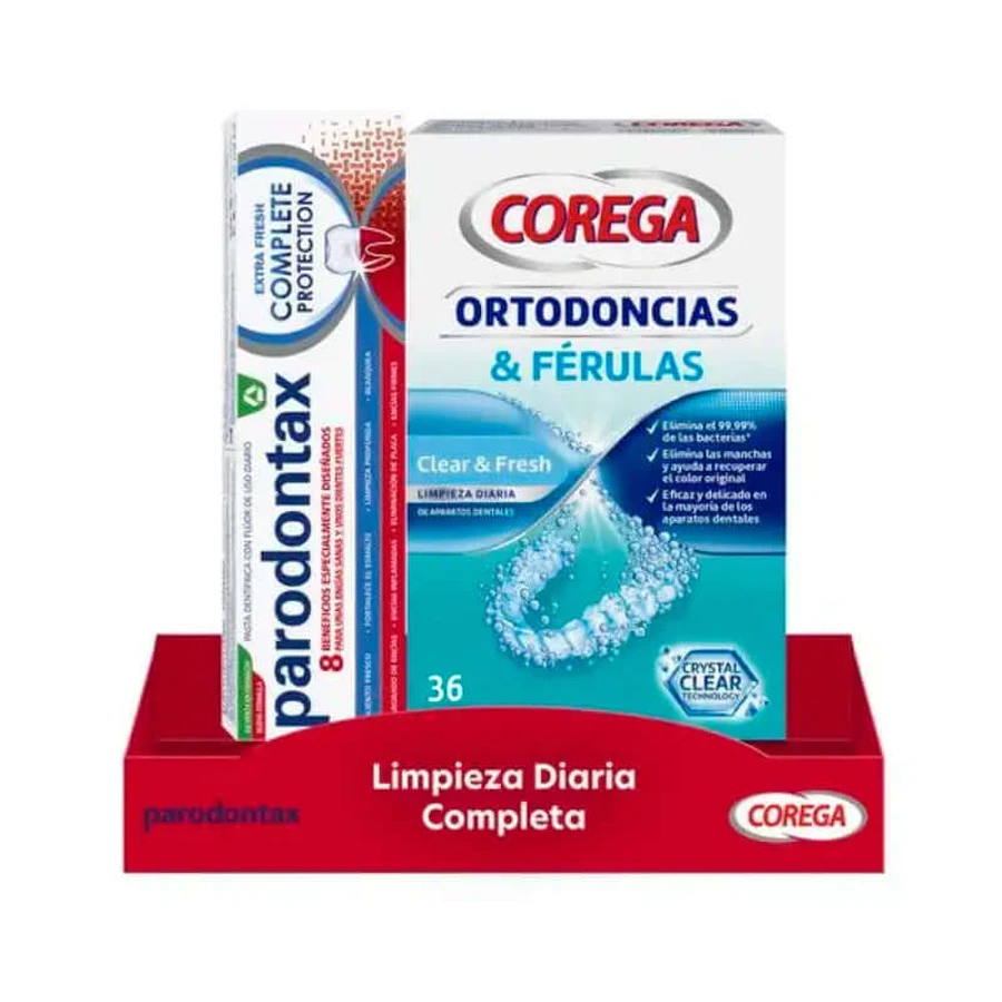 Corega Parodontax Curățare zilnică completă (pastă + curățare ortodontică)
