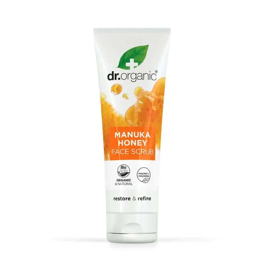 Dr.Organic Manuka Honey Exfoliating Facial Scrub Piele uscată și sensibilă, 125 ml