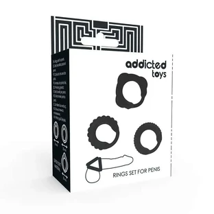Zestaw 3 czarnych pierścieni na penisa Addicted Toys