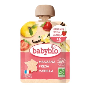 Babybio Pungă Apple Strawberry Vanilla, 90 g