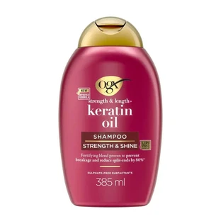 Șampon cu ulei de keratină OGX, păr fragil, hidratare și întărire, 385 ml