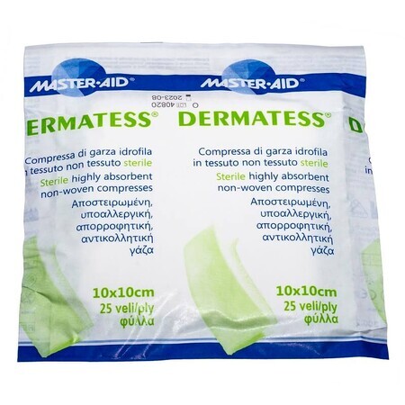 Sterile Dermatess Master-Aid Pads, 10X10 cm, 25 Stück, Pietrasanta Pharma