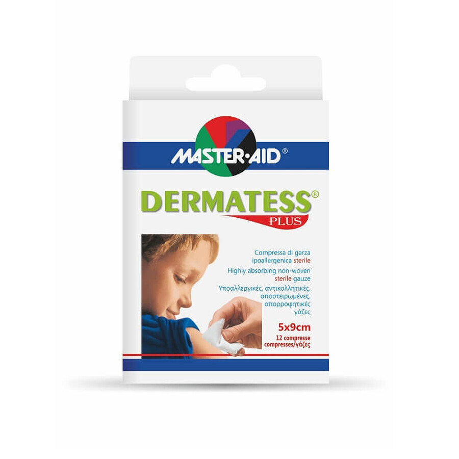 Sterile Dermatess Plus Master-Aid Pads, 5x9 cm, 12 Stück, Pietrasanta Pharma