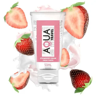 Aqua Travel Lubrifiant pe bază de apă cu aromă de căpșuni și cremă - 50 ml
