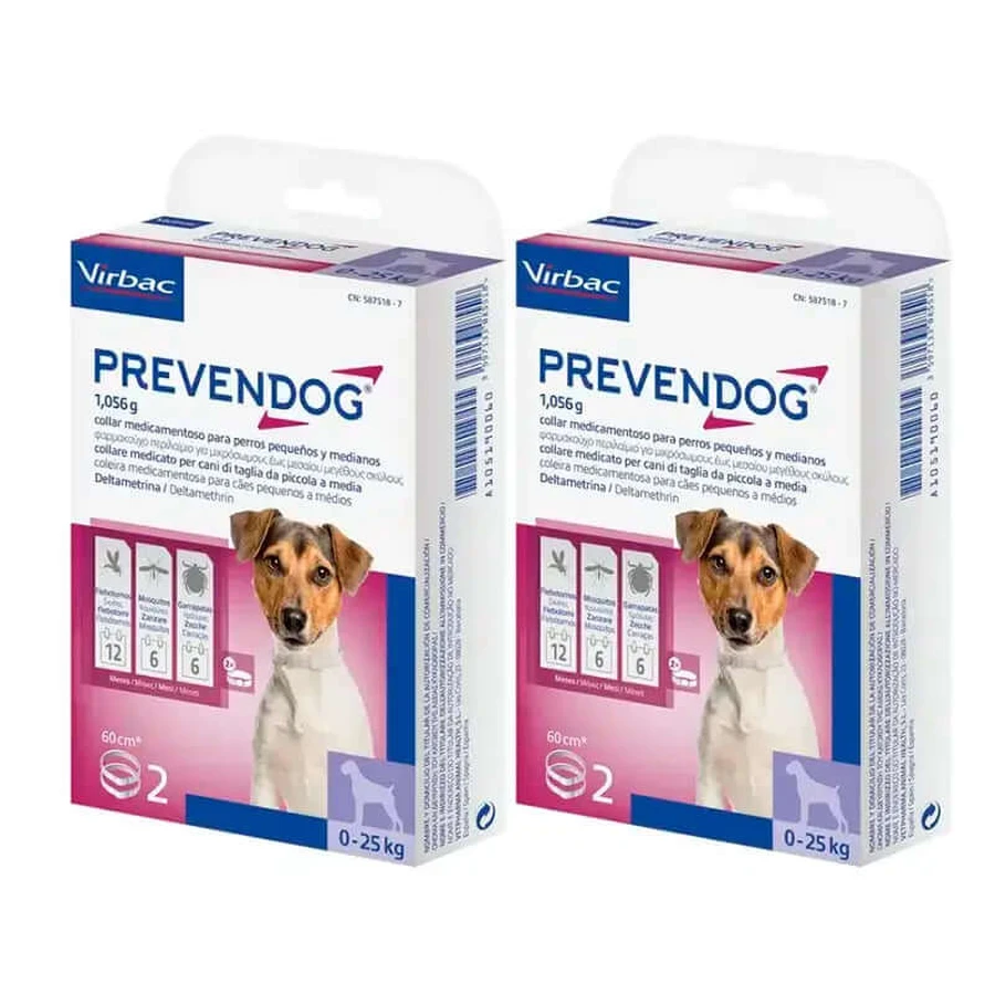 Virbac Prevendog Colier antiparazit, pachet 2 x 60 cm 2 unități