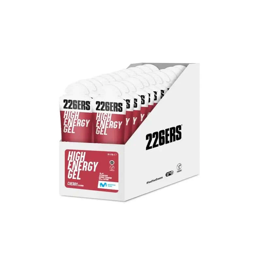226Ers High Energy Gel Gel énergétique à la cerise avec caféine, 24x76 grammes