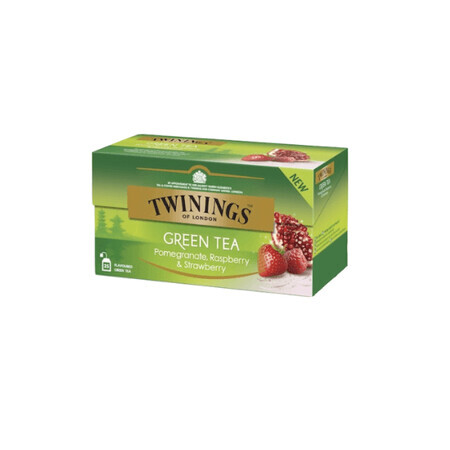 Thé vert aux arômes de grenade, framboise et fraise, 25 sachets, Twinings