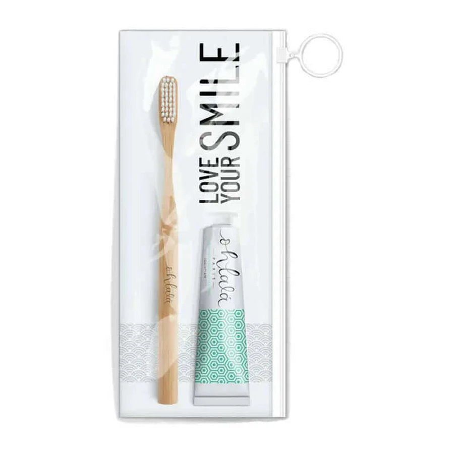 Ohlala Mini Travel Set Mentă Ohlala Fresh Mint 15ml + Mini periuță de dinți din bambus