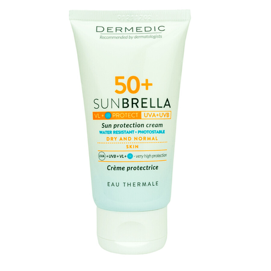 Crema pentru protectie solara pentru ten normal/uscat, SPF 50+, Sunbrella, 50 ml, Dermedic