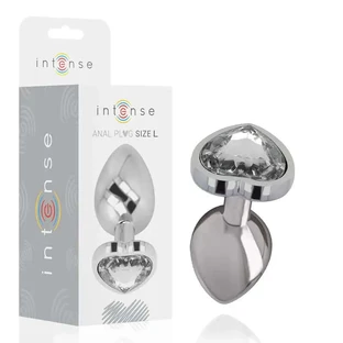 Plug anale intenso in metallo alluminio cuore bianco taglia L
