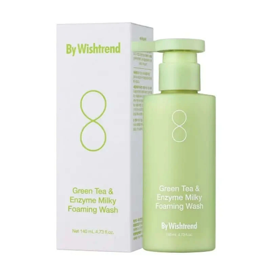 By Wishtrend Spumă de spălat cu lapte și ceai verde și enzime , 140 ml