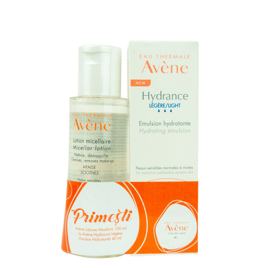 Pachet Crema hidratanta emulsie Hydrance, 40 ml + Lotiune micelara 100 ml, Avene