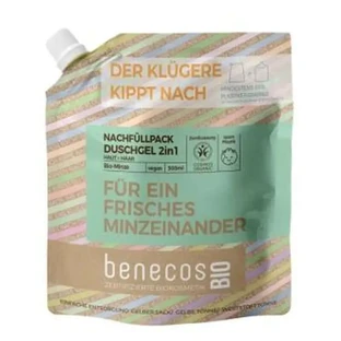 Benecos Badegel 2 in 1 Minze Nachfüllung 500Ml. Bio Vegan