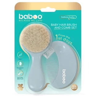 Baboo Natural Bristle Brush & Comb Set 0+ Months, 2 units