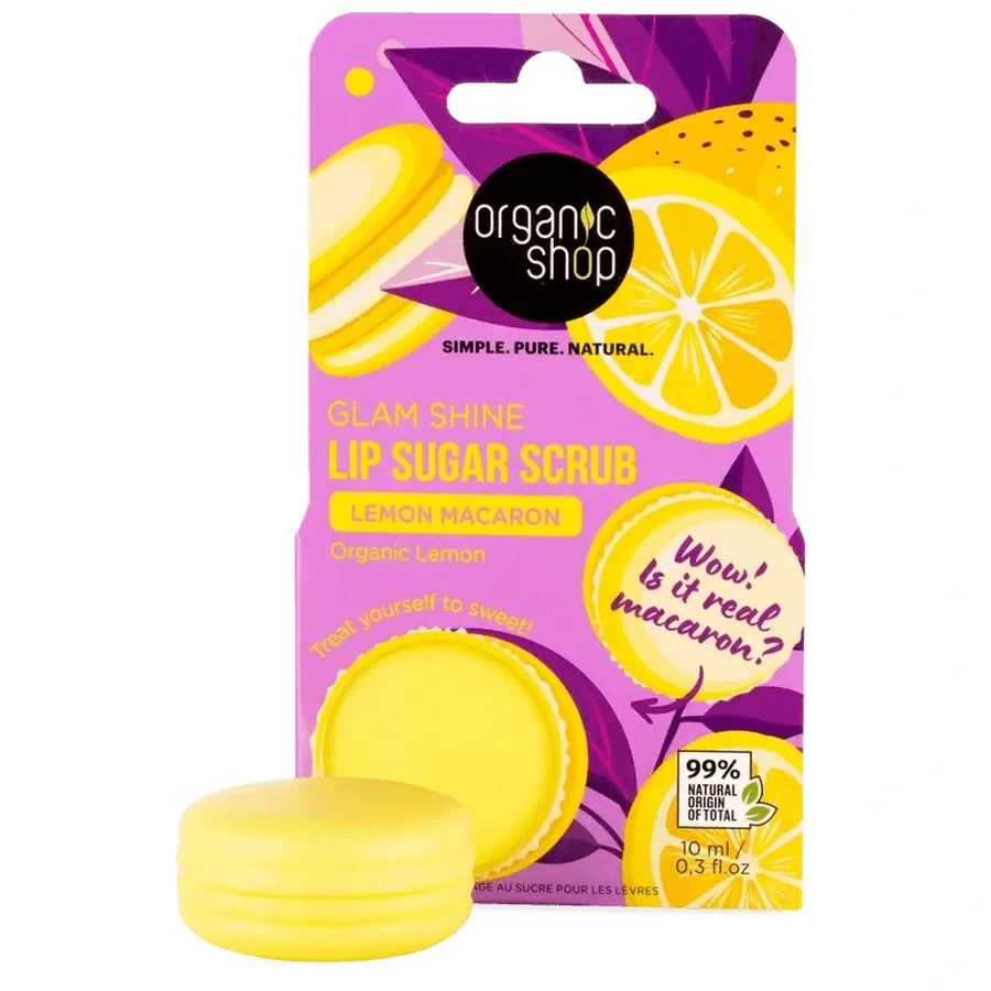 Organic Shop Fac Exfoliante Labial De Azúcar Macaron De Limón , 10 ml
