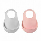 Set 2 bavete din silicon, Old Pink/Light Grey, Beaba