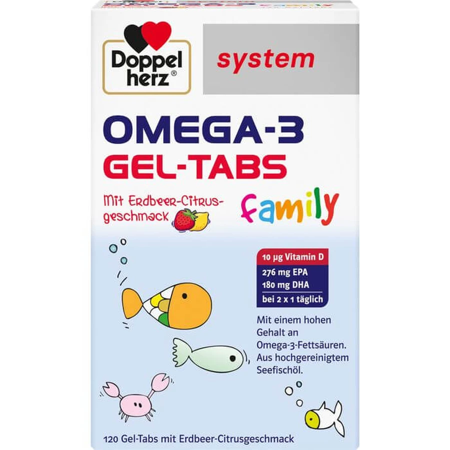 DOPPELHERZ Omega-3 Gel-Tabs familie Erdb.Cit.system 120 St.