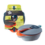 Bowl set with lid and spoon, +6 months, Grey with Orange, Tommee Tippee