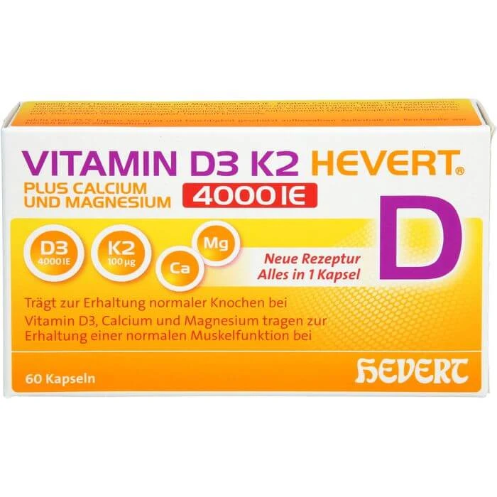 VITAMIN D3 K2 Hevert+Calcium u.Magnes.4000 IE Kps. 60 St