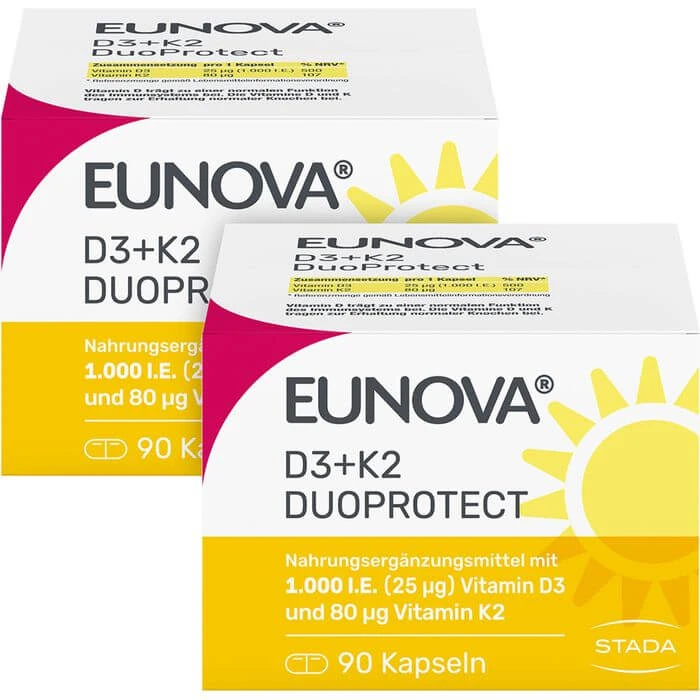 EUNOVA DuoProtect D3+K2 1000 I.E./80 µg Kaps.Kombi 180 St