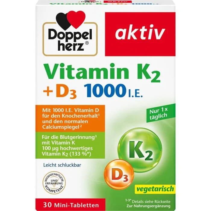 DOPPELHERZ Vitamin K2+D3 1000 I.E. Tabletten 30 St